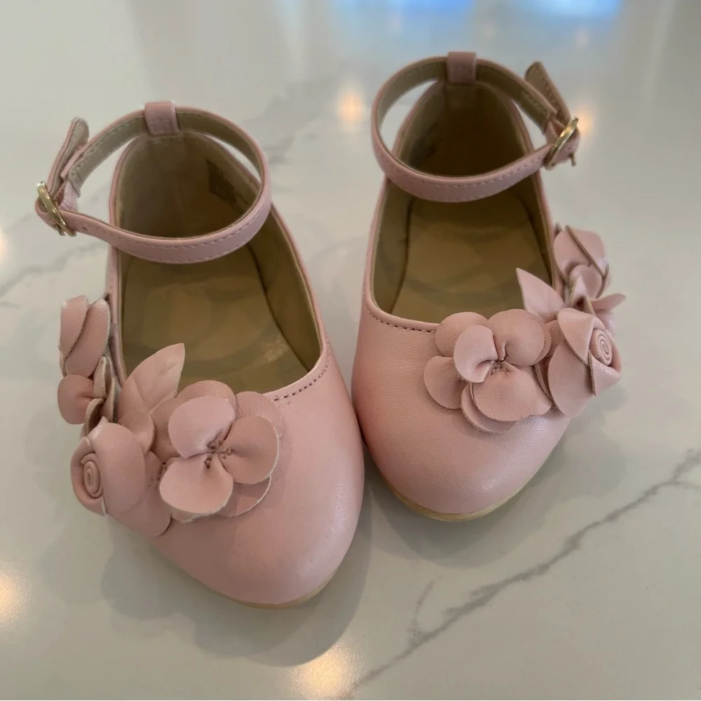 JANIE AND JACK Flower Ballet Flats,‎ Pink, 5